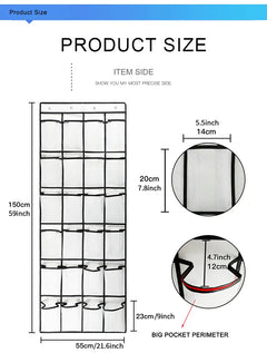 Clear Over The Door Shoe Organizer with 24 Fabric Pockets